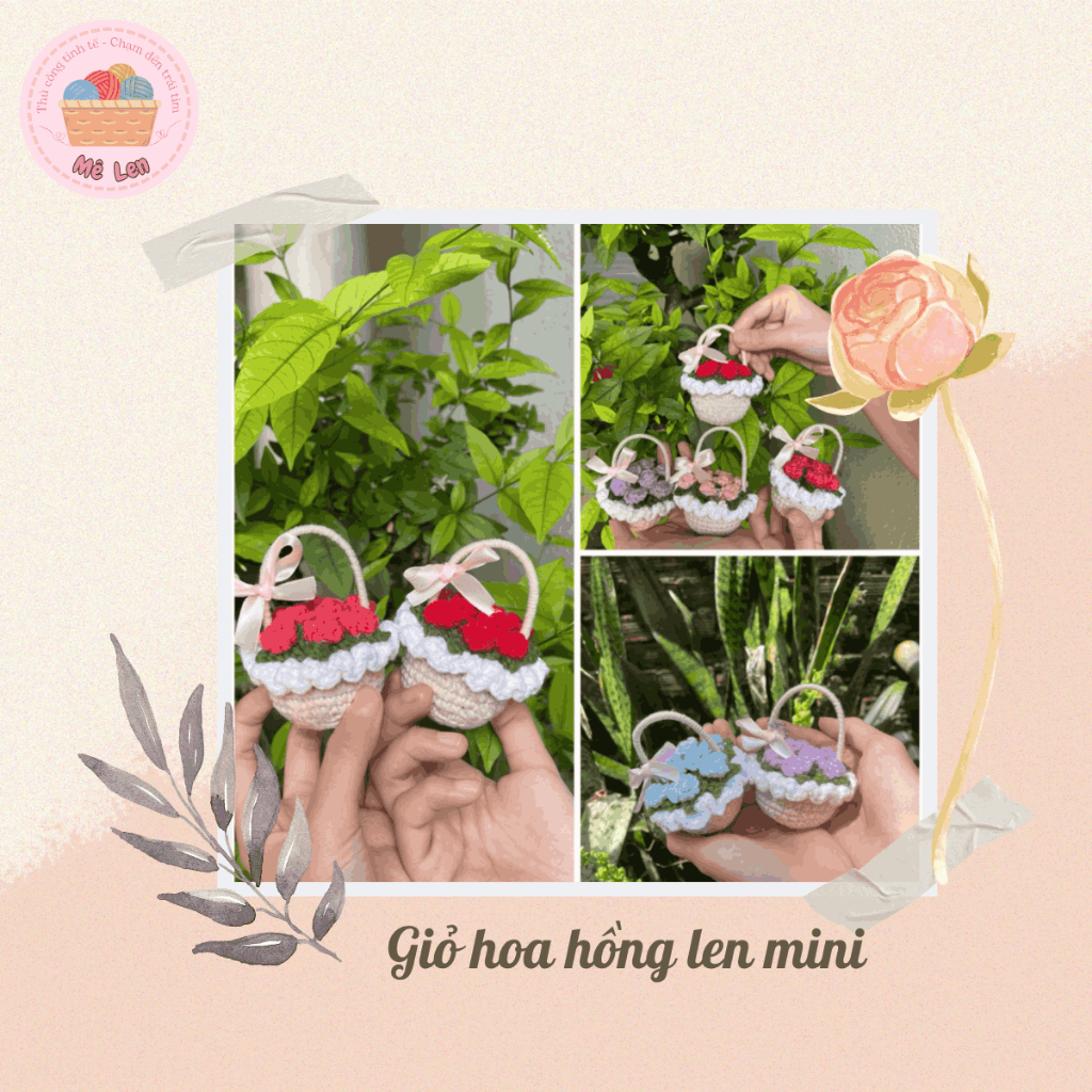 Product image Giỏ Hoa Len Mini Mê-Len Quà Handmade Dễ Thương Tặng Sinh Nhật