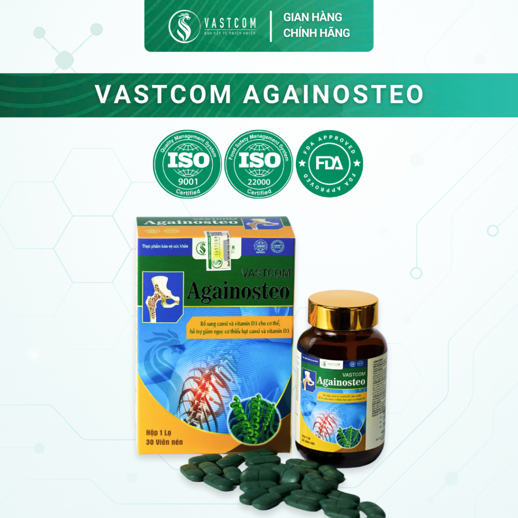 VASTCOM Againosteo Tảo Spirulina bổ sung Canxi chống loãng xương – hộp ...