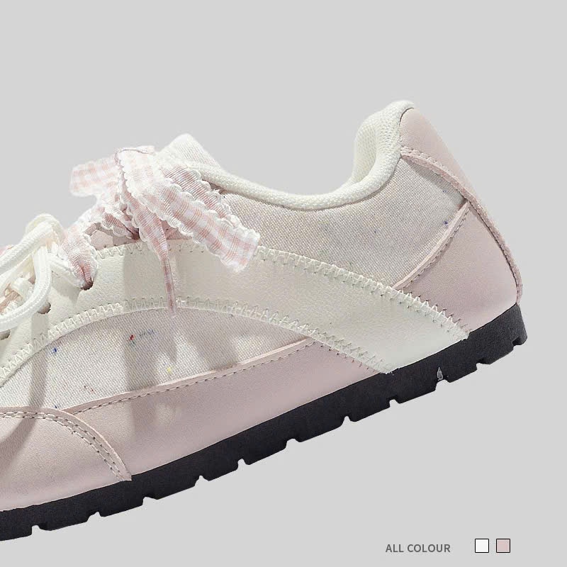 BEIER AUTH 100% giày thể thao nữ beier giày sneaker beier nơ xinh đẹp hồng phấn 3538 | BigBuy360 - bigbuy360.vn