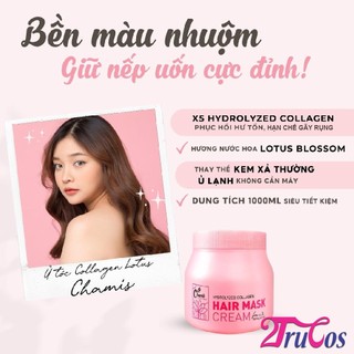 Kem ủ tóc sen Chamis Hydrolyzed Collagen Hair Mask Cream 925ml, hấp dưỡng tóc, lưu hương 24h 2Trucos
