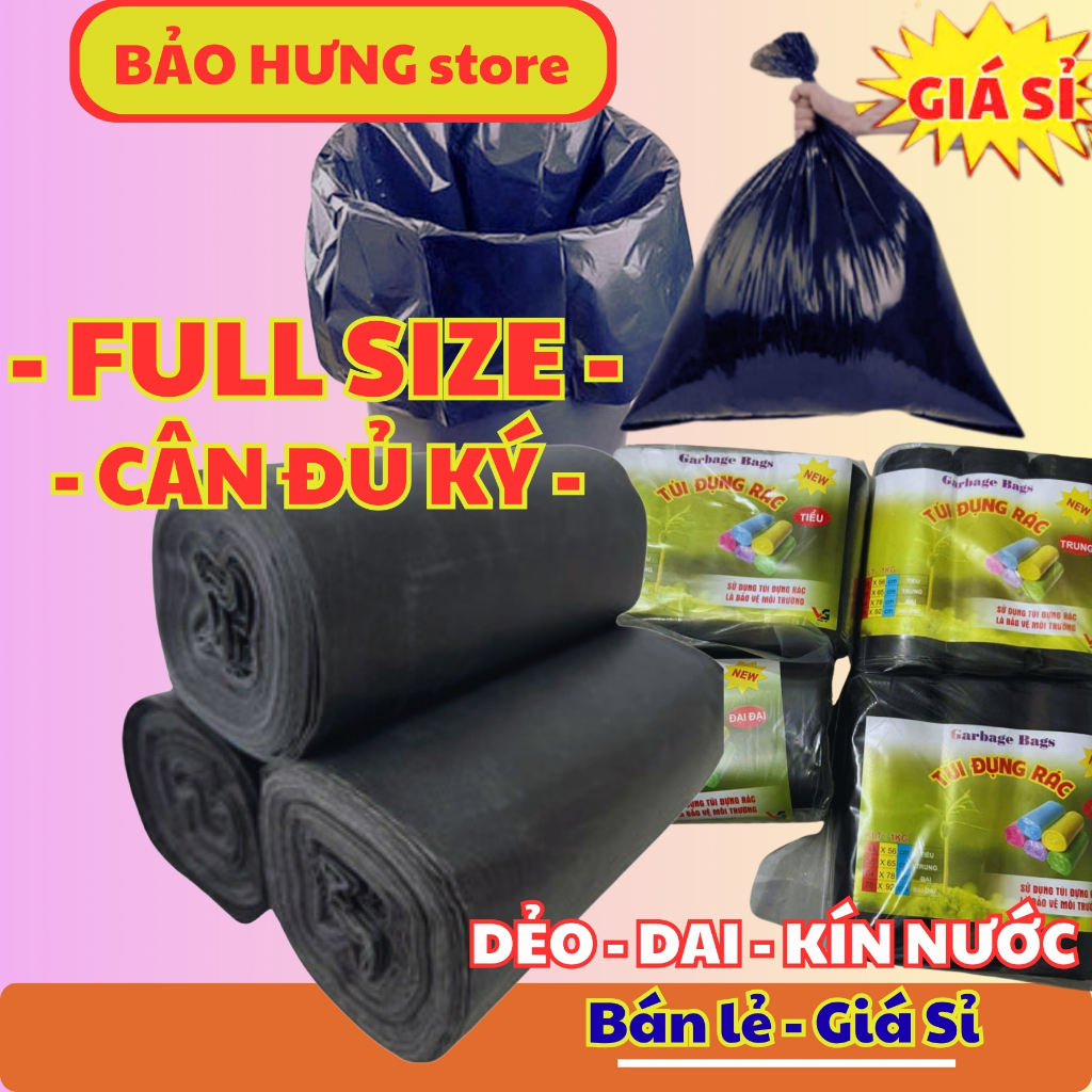2 KG Túi Đựng Rác ĐEN Cao Cấp (1kg/Túi), Bọc rác Không Mùi, siêu Dai ...