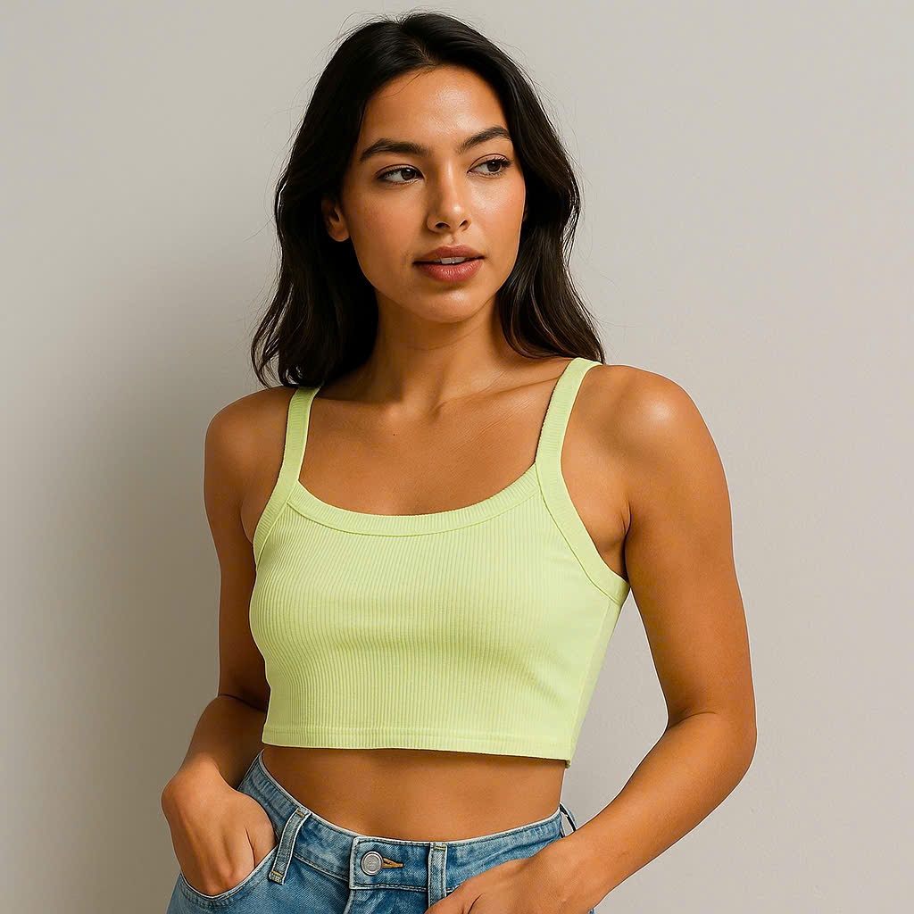 FOREVER21 ÁO CROPTOP XANH CHUỐI (240416118)