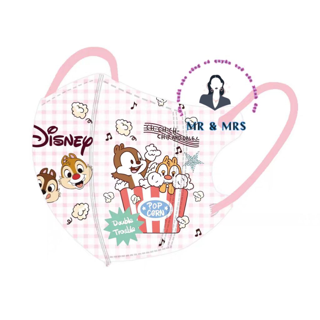 (Set 10/60c) Khẩu Trang Hoạt Hình Chip & Dale Cho Bé 4-12T