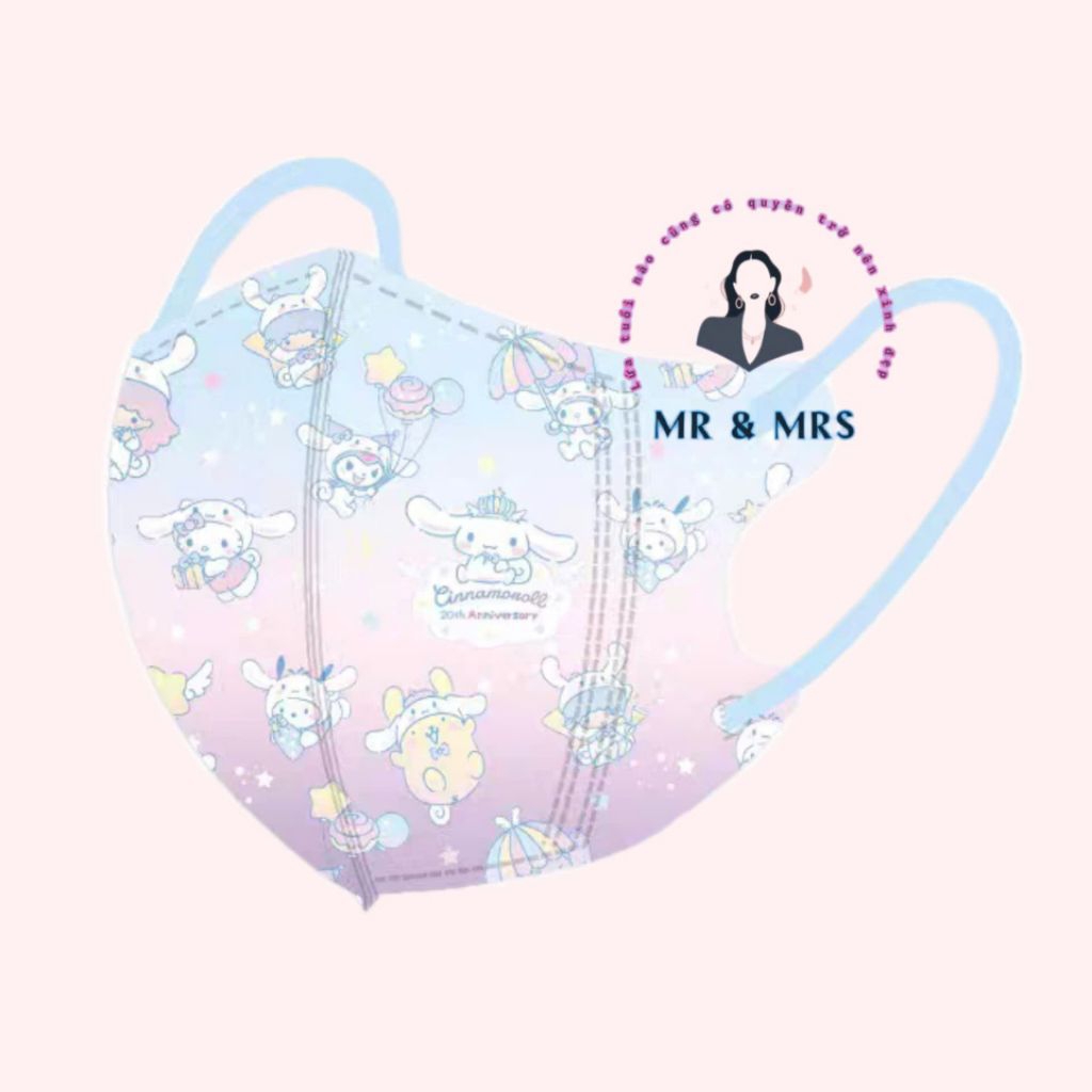 (Set 10/60c) Khẩu Trang Hoạt Hình Cinnamon Cho bé 4-12T & Người Lớn