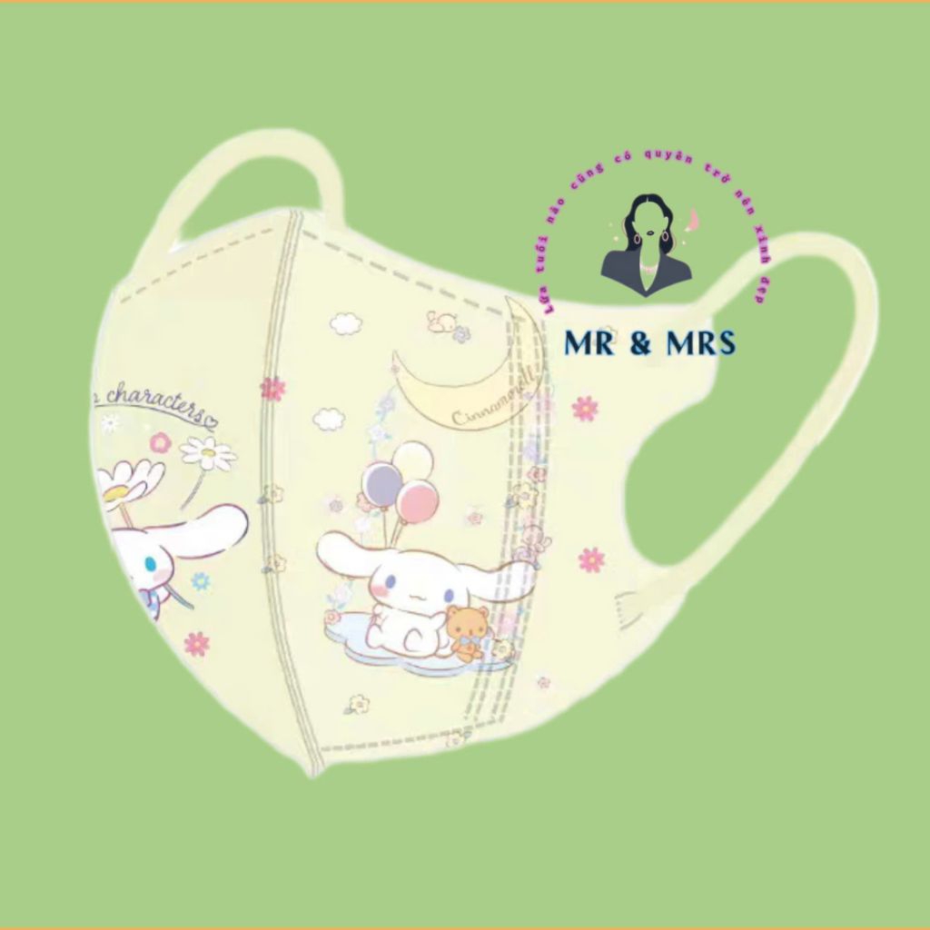 (Set 10/60c) Khẩu Trang Hoạt Hình Cinnamon Cho bé 4-12T & Người Lớn