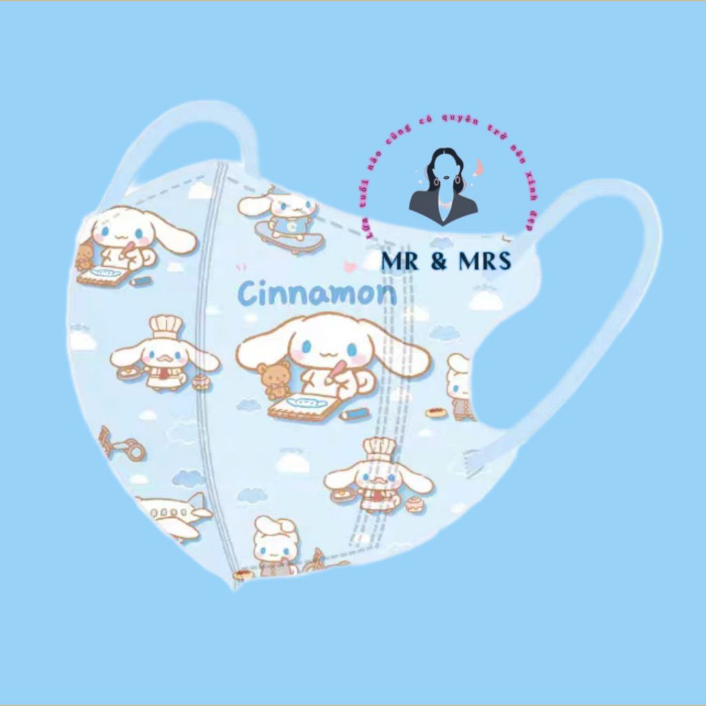 (Set 10/60c) Khẩu Trang Hoạt Hình Cinnamon Cho bé 4-12T & Người Lớn