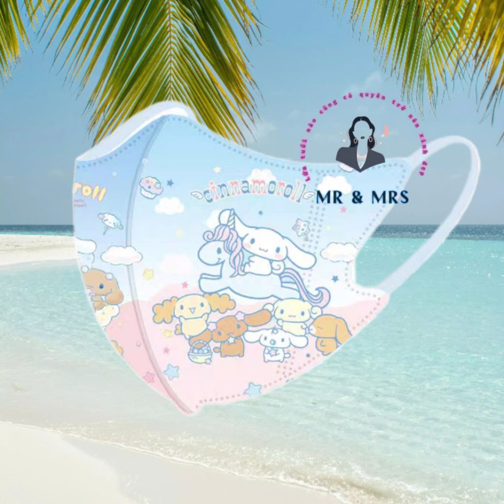 (Set 10/60c) Khẩu Trang Hoạt Hình Cinnamon Cho bé 4-12T & Người Lớn