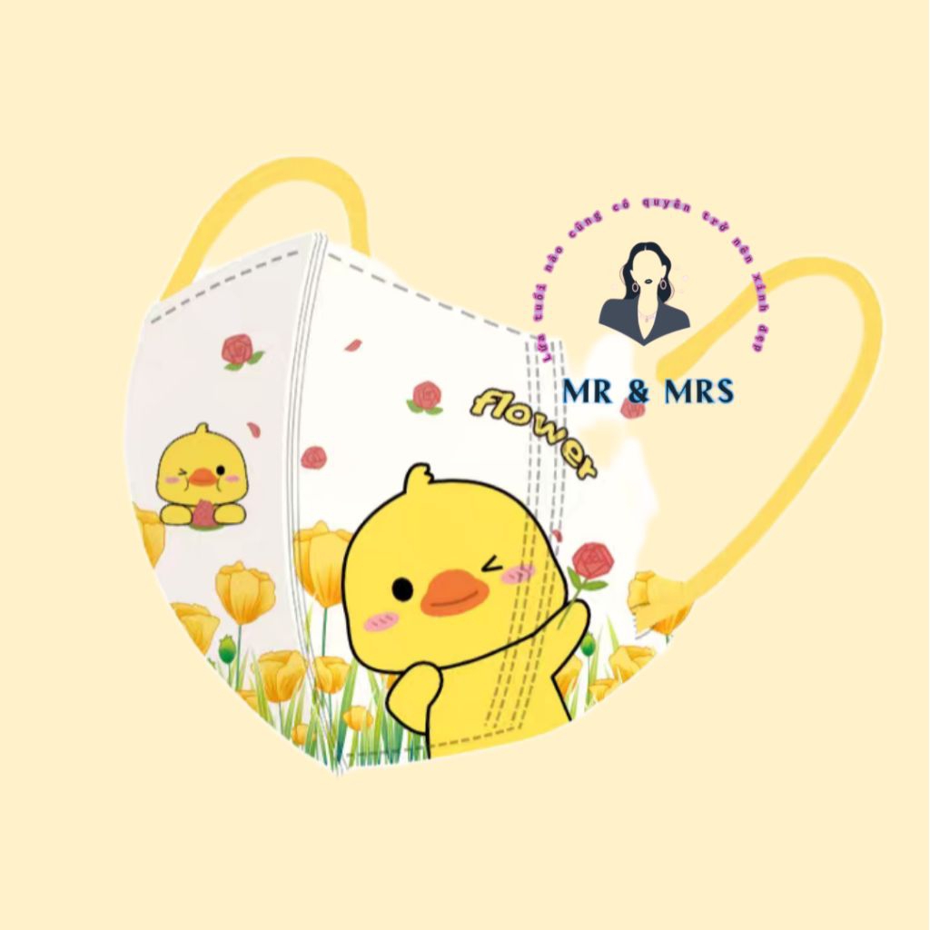 (Set 10/50C) Khẩu Trang Hoạt Hình Vịt Vàng 3D🦆 Cho Bé 0-3T
