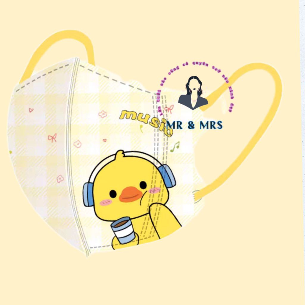 (Set 10/50C) Khẩu Trang Hoạt Hình Vịt Vàng 3D🦆 Cho Bé 0-3T