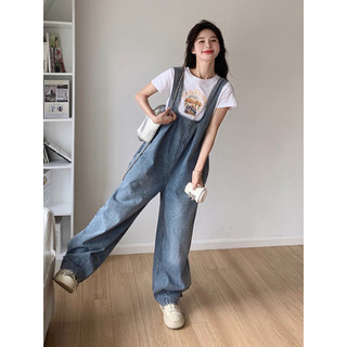 Yếm jean nữ dáng rộng form Hàn Quốc