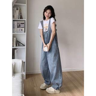 Yếm jean nữ dáng rộng form Hàn Quốc