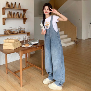 Yếm jean nữ dáng rộng form Hàn Quốc