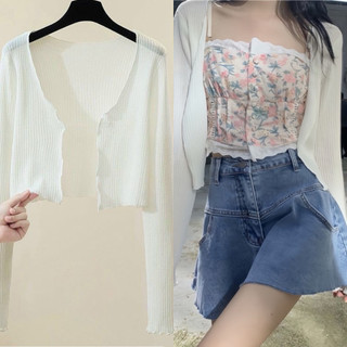 Áo khoác cardigan nhẹ mùa đông lửng trắng đen xinh xắn VANISA CDG02