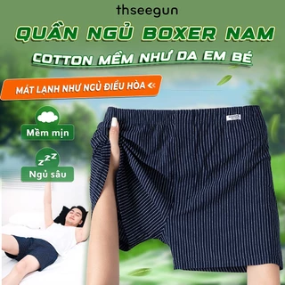 Quần Đùi Ngủ Cho Nam Mặc Nhà Thseegun, Chất Liệu Cotton Thoáng Khí, Co Giãn Dáng BOXER, Vừa Vặn, Co Giãn Thoáng Mát
