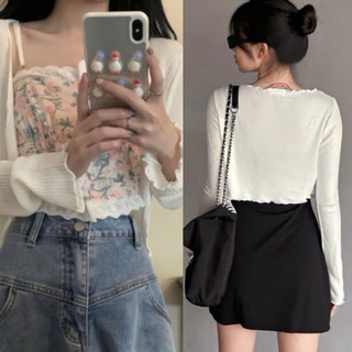 Áo khoác cardigan nhẹ mùa đông lửng trắng đen xinh xinh VANISA CDG02