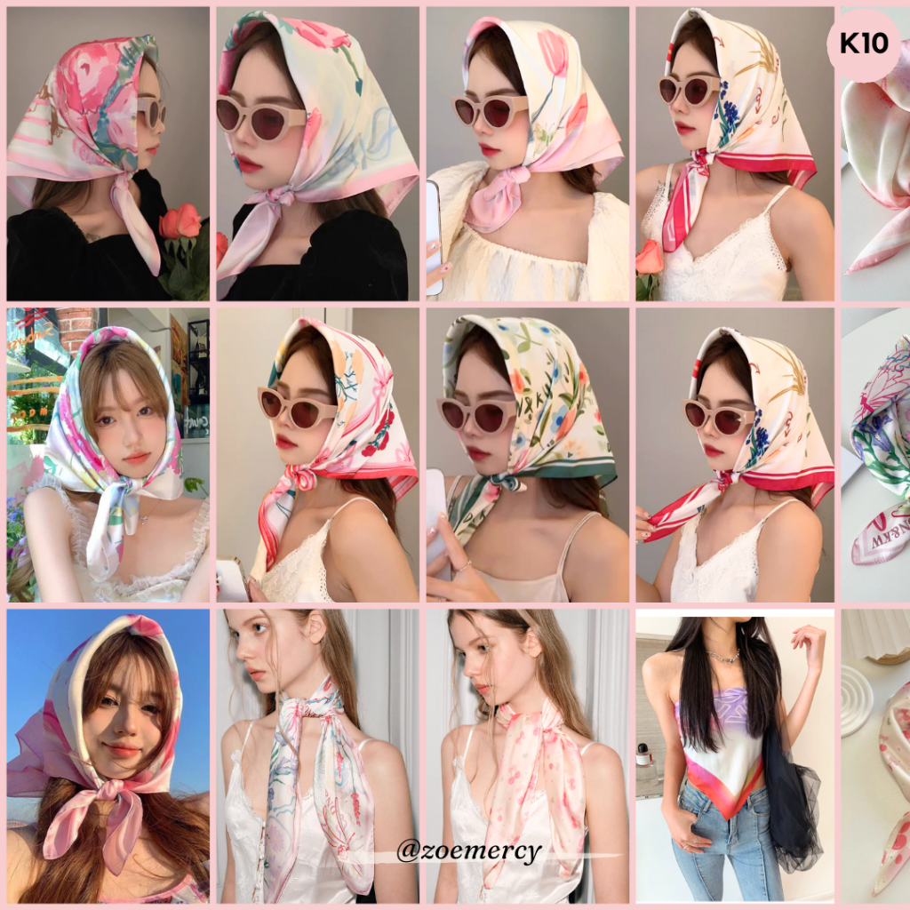 [SẴN]🍊70cm-Khăn Bandana vuông dùng quàng cổ, trùm đầu, làm áo,buộc cùng túi, buộc tóc style đồng quê Pháp (K10)-P1