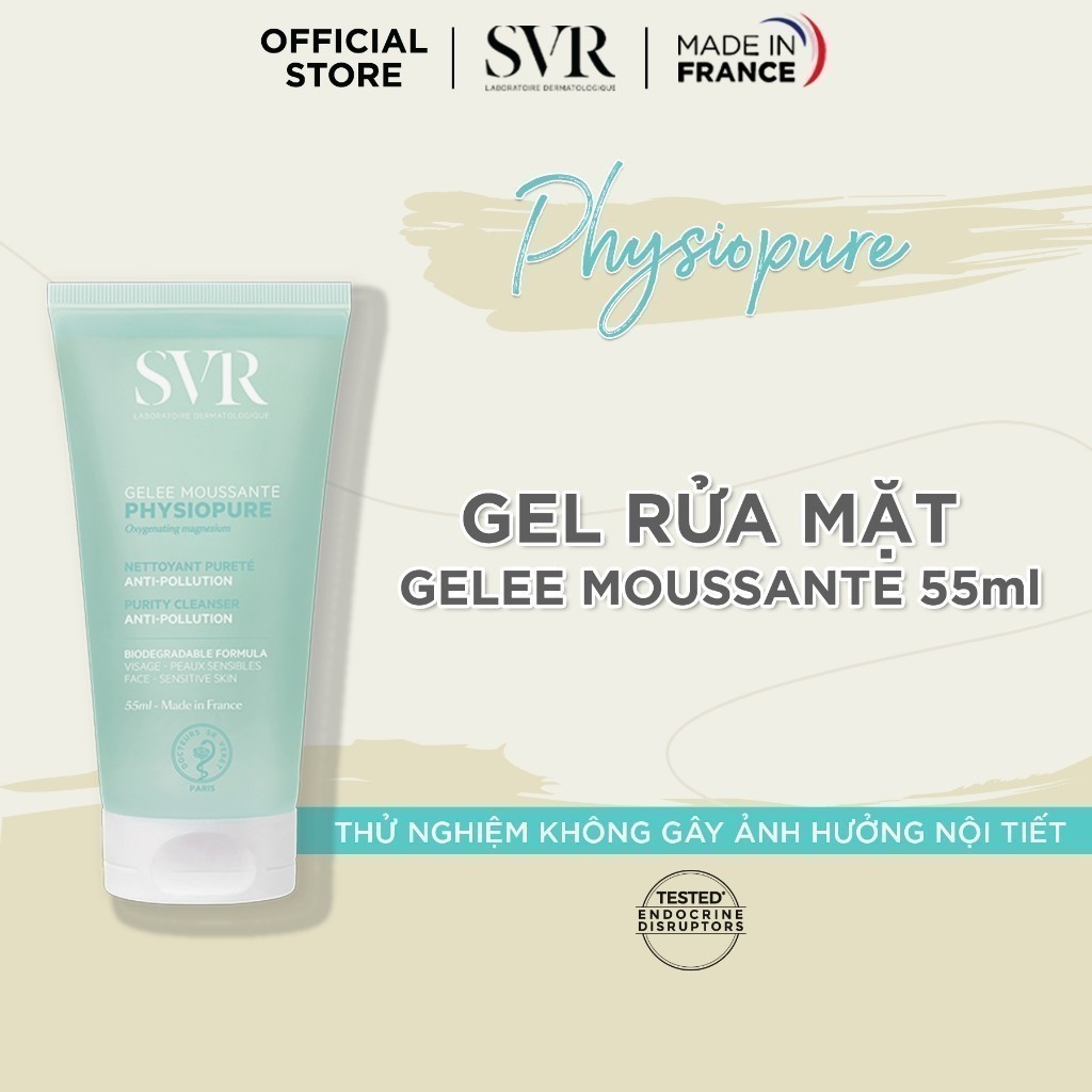 [HB GIFT 3] Sữa rửa mặt dạng gel cho da nhạy cảm SVR Physiopure Gelee Moussante 55ml