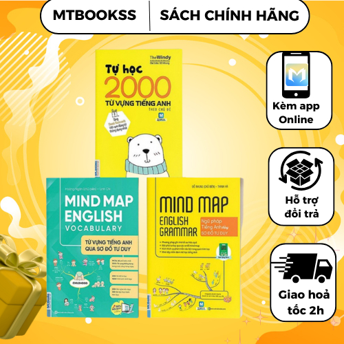 Sách - Combo Mindmap English Và Tự Học 2000 Từ Vựng Tiếng Anh Cơ Bản Kèm App Học Online