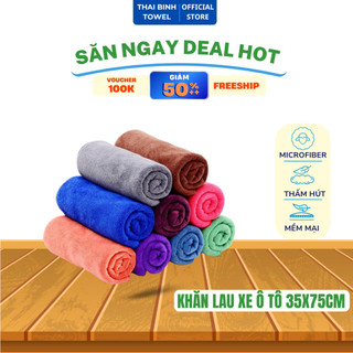 Khăn lau xe ô tô 35x75cm Thai Bình Towel chất liệu Microfiber mềm mịn thấm hút nước