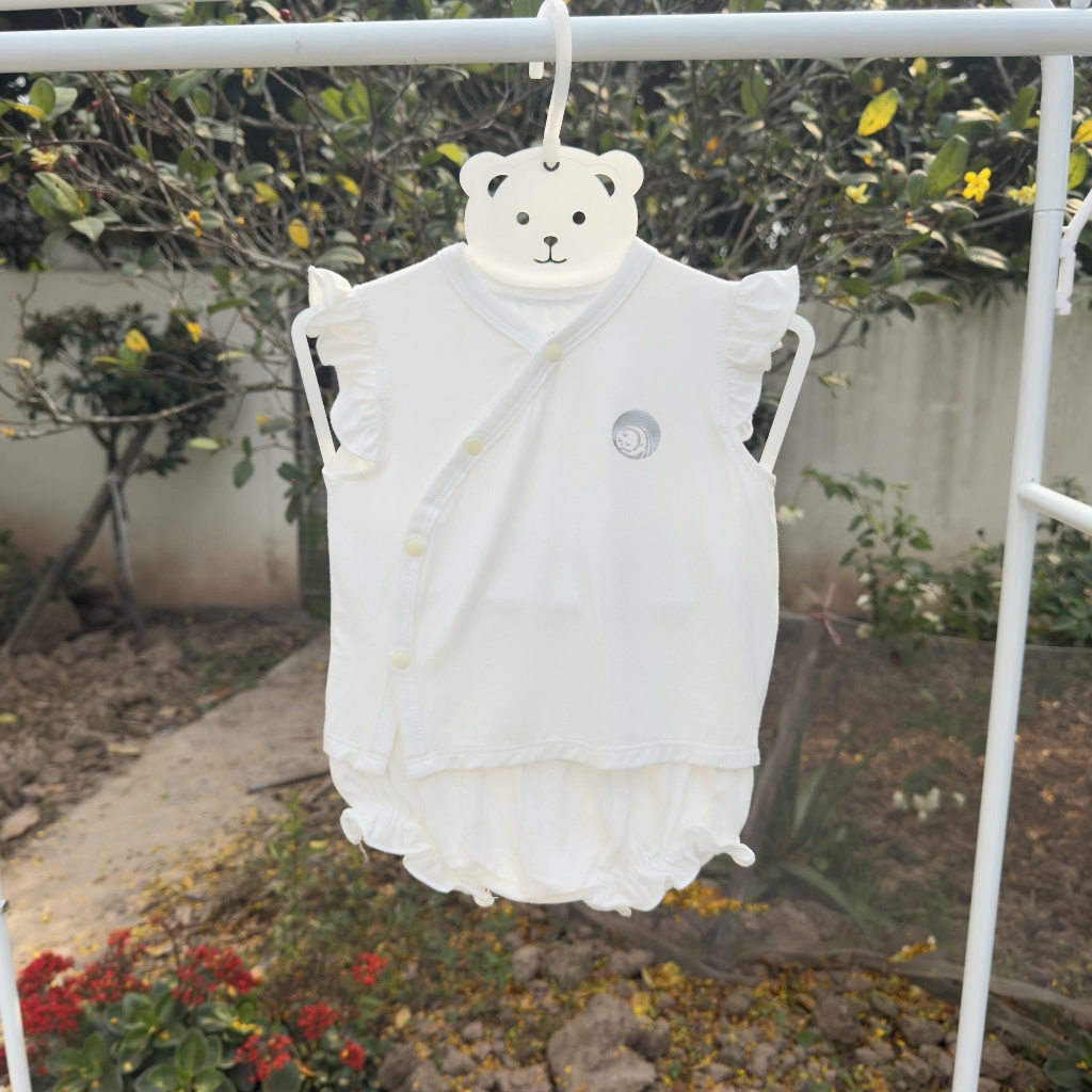 Bộ Cộc Tay Sơ Sinh Bé Gái Anminaza Bèo Cánh Tiên Vải Sợi Tre Mềm Mịn Lành Tính- Hàng Chính Hãng AMI0358-5