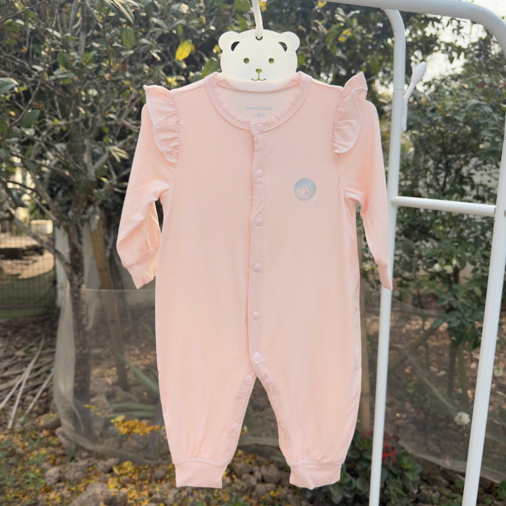 Body Sơ Sinh Bé Gái Dài Tay Vai Cánh Tiên Vải Petit Mềm Mịn Lành Tính - Hàng Chính Hãng AMI0358-3
