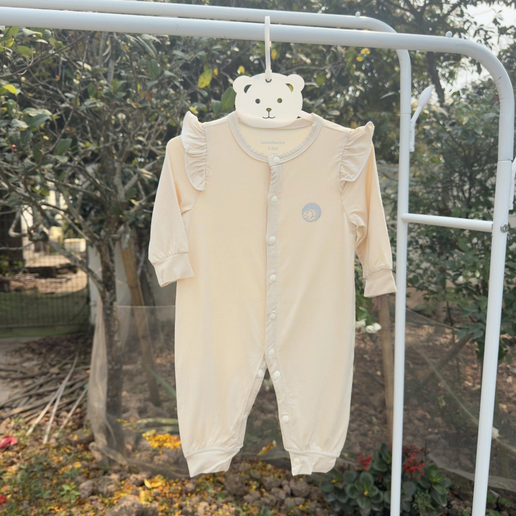 Body Sơ Sinh Bé Gái Dài Tay Vai Cánh Tiên Vải Petit Mềm Mịn Lành Tính - Hàng Chính Hãng AMI0358-3