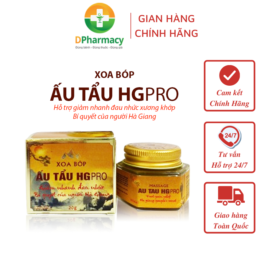 Hũ Xoa Bóp Ấu tẩu HG PRO, Hỗ trợ giảm các chứng đau nhức, đau mỏi cơ, đau lưng, đau vai gáy, bầm tím