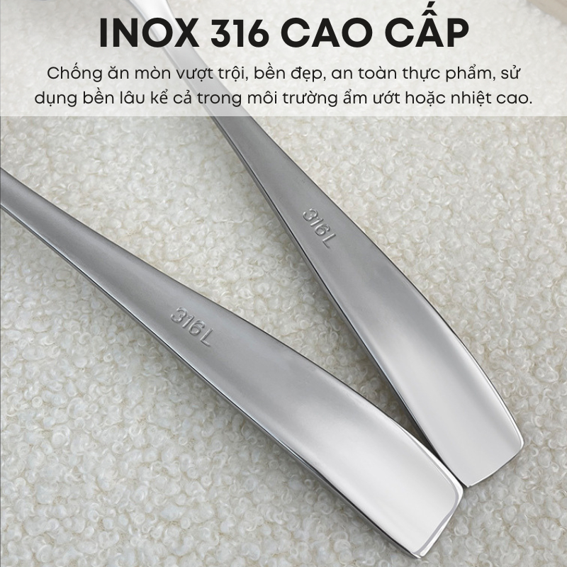 Thìa Lớn Phục Vụ Inox 304 Cán Dài Đúc Liền Khối Dày Dặn Cao Cấp - Dùng Cho Gia Đình, Khách Sạn, Tiệc Buffet | 304