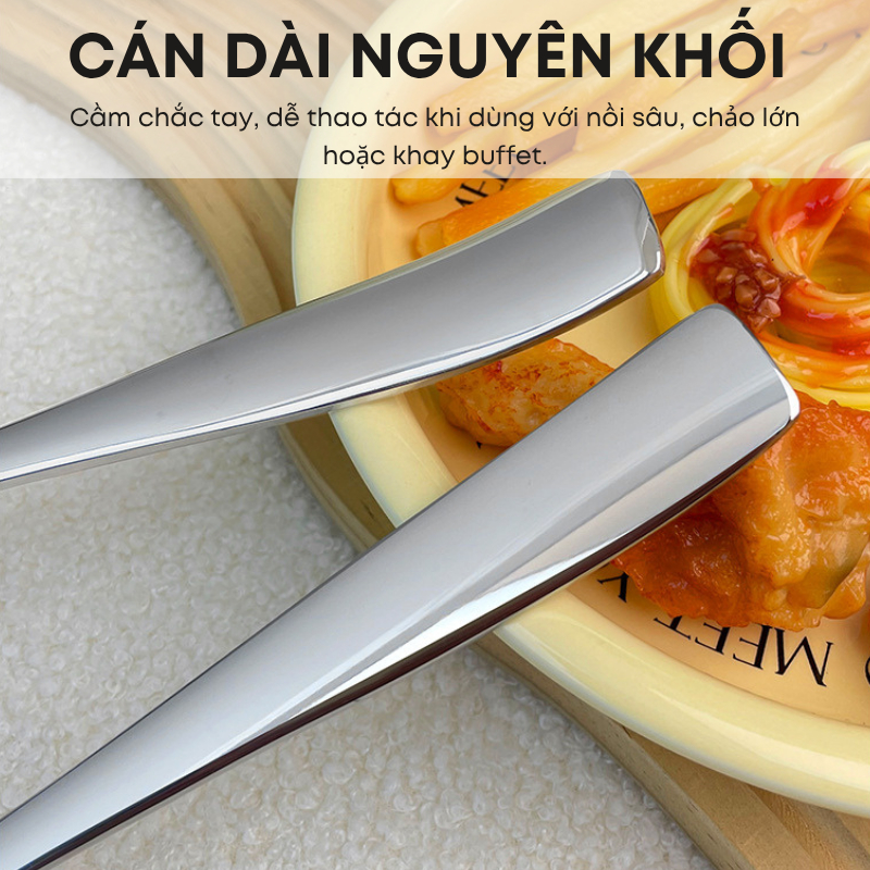 Thìa Lớn Phục Vụ Inox 304 Cán Dài Đúc Liền Khối Dày Dặn Cao Cấp - Dùng Cho Gia Đình, Khách Sạn, Tiệc Buffet | 304