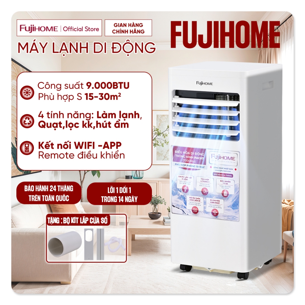 Điều hòa di động 9000BTU-12000BTU phòng 15m2- 35m2 nhập khẩu FUJIHOME