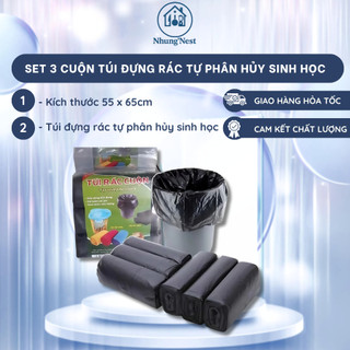 SET 3 CUỘN TÚI ĐỰNG RÁC TỰ PHÂN HỦY SINH HỌC 55x65 cm