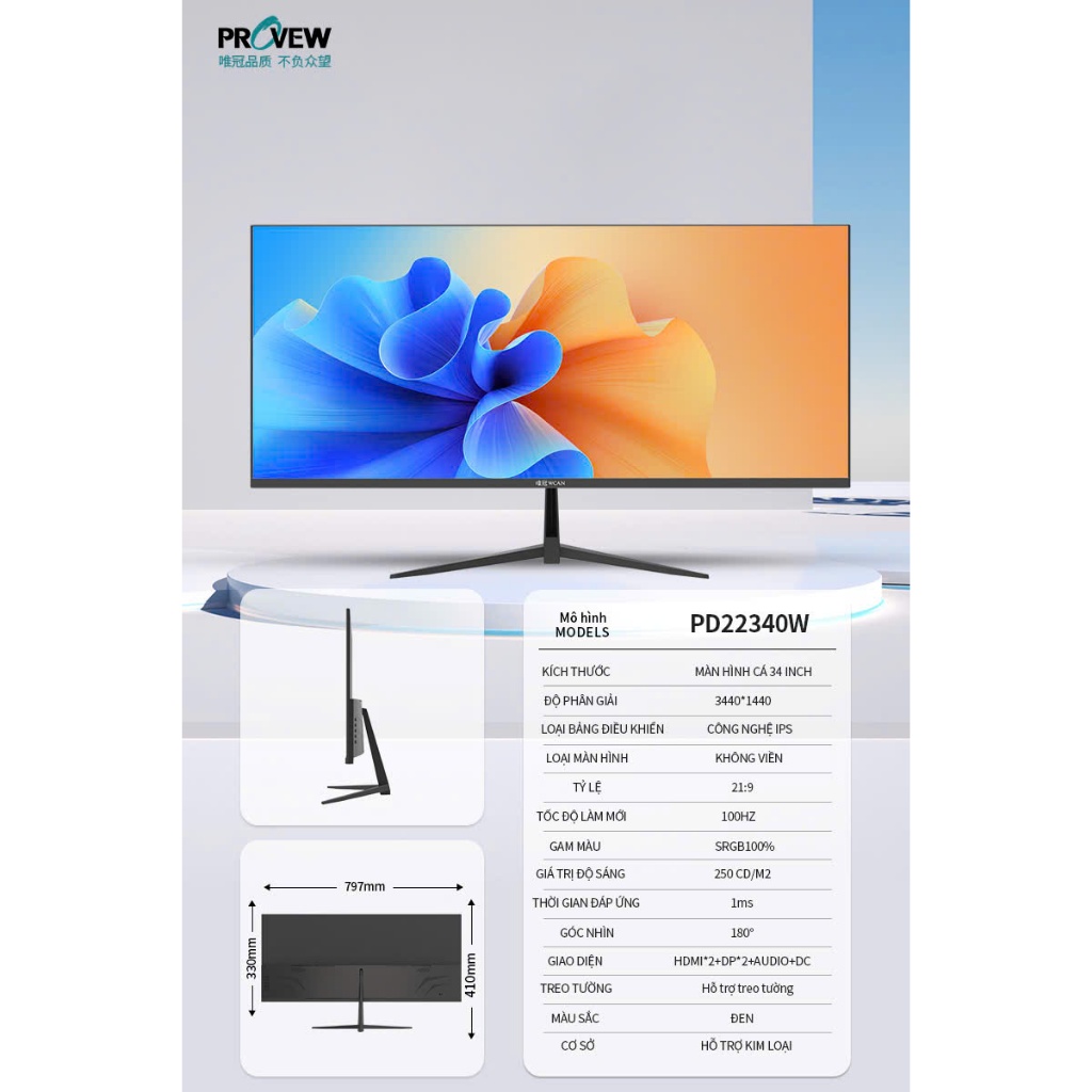 Màn hình phẳng YSNO WCAN (34 INCH/ IPS/100HZ/1MS) Black | Shopee Việt Nam