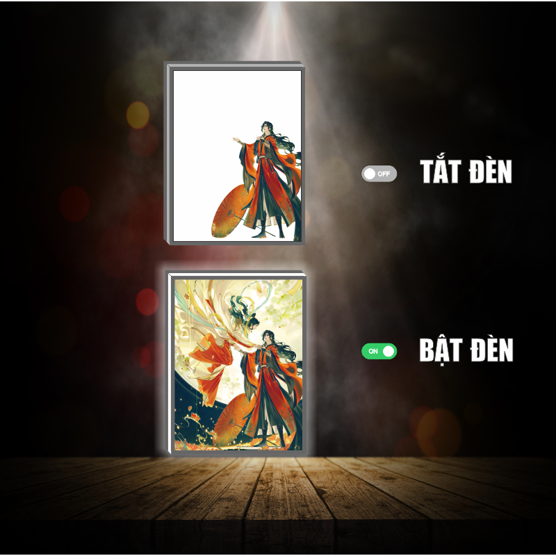 Tranh đèn led 3D đổi màu Thiên Quan Tứ Phúc - Tranh đèn led 3D ANIME trang trí bàn làm việc, đèn ngủ