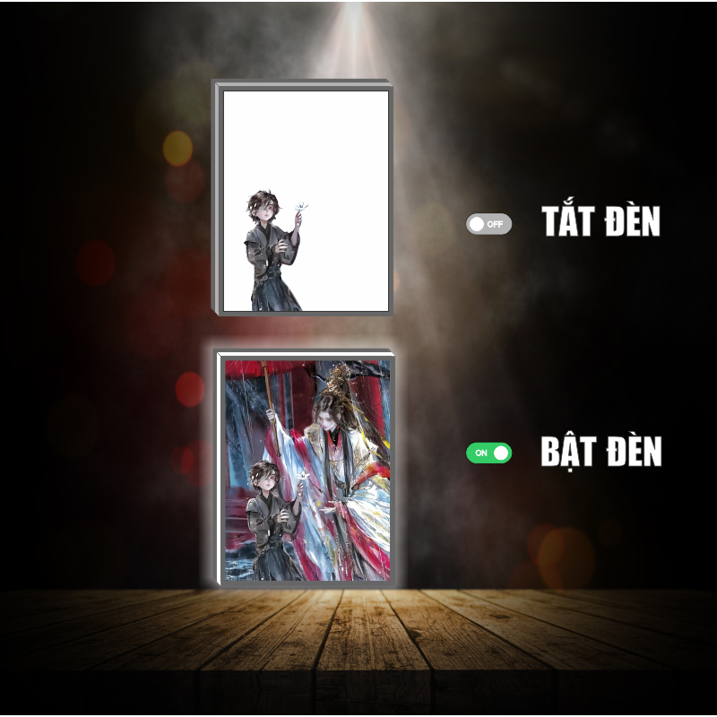 Tranh đèn led 3D đổi màu Thiên Quan Tứ Phúc - Tranh đèn led 3D ANIME trang trí bàn làm việc, đèn ngủ