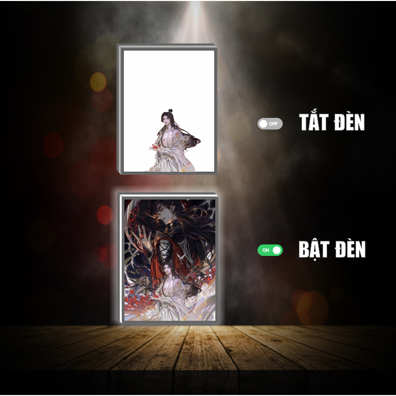 Tranh đèn led 3D đổi màu Thiên Quan Tứ Phúc - Tranh đèn led 3D ANIME trang trí bàn làm việc, đèn ngủ