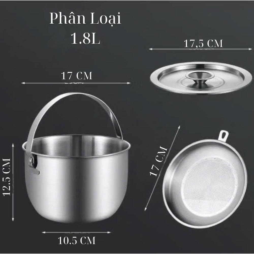 Nồi lọc dầu mỡ inox 316 đa năng đựng dầu ăn tiện lợi, có lưới lọc, an toàn thực phẩm