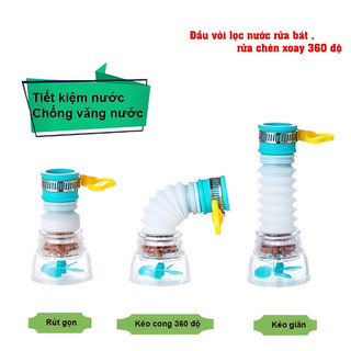 Vòi lọc nước rửa bát tăng áp xoay 360 độ có thể kéo dài chống bắn nước