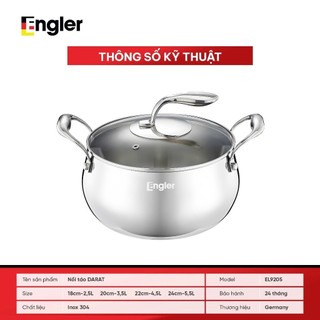 Nồi táo Darat Engler EL9205 inox 304, đáy 5 lớp, tay cầm cách nhiệt, nhiều size, nấu đa năng