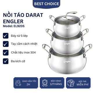 Nồi táo Darat Engler EL9205 inox 304, đáy 5 lớp, tay cầm cách nhiệt, nhiều size, nấu đa năng