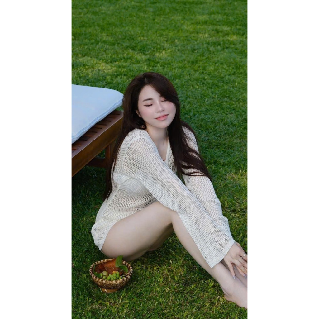[ BKN 912 ] Đồ bơi đi biển set ba chi tiết ĐẦM  LƯỚI GIẤY kèm bikini sang chảnh HAN.T SHOP