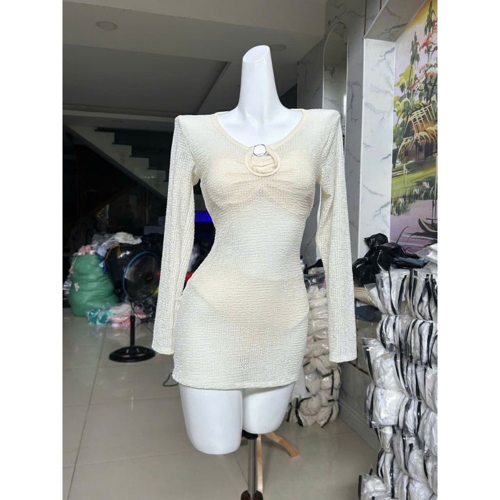 [ BKN 912 ] Đồ bơi đi biển set ba chi tiết ĐẦM  LƯỚI GIẤY kèm bikini sang chảnh HAN.T SHOP