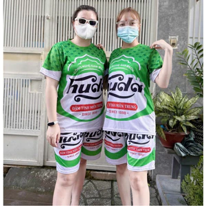 Đồ Bộ Thể Thao In Họa Tiết Bia HUDA Phối Nhiều Màu, Chất Thun Lạnh Cho Nam Nữ Cọc Tay KL2