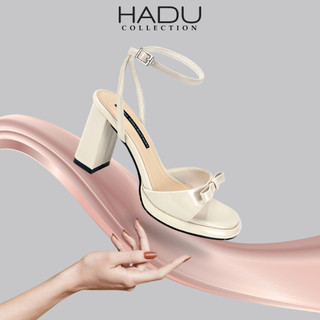 Giày Sandal Gót Vuông ERICA 9P Quai Ngang Đính Nơ HADU M7145 Da PU Cao Cấp Đế Chống Trượt BH 12T