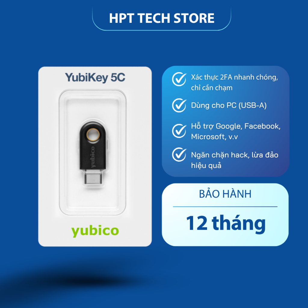 Khóa bảo mật YubiKey 5C – Cổng USB-C, Xác thực 2FA FIDO2/U2F | Shopee ...