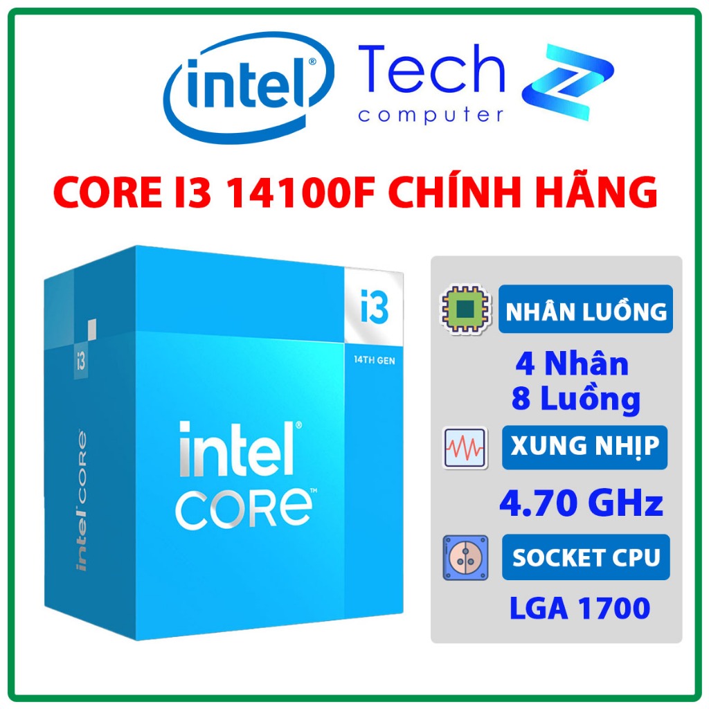 CPU Intel Core i3 14100F (4 Nhân 8 Luồng | Turbo 4.7GHz | LGA1700 | New ...