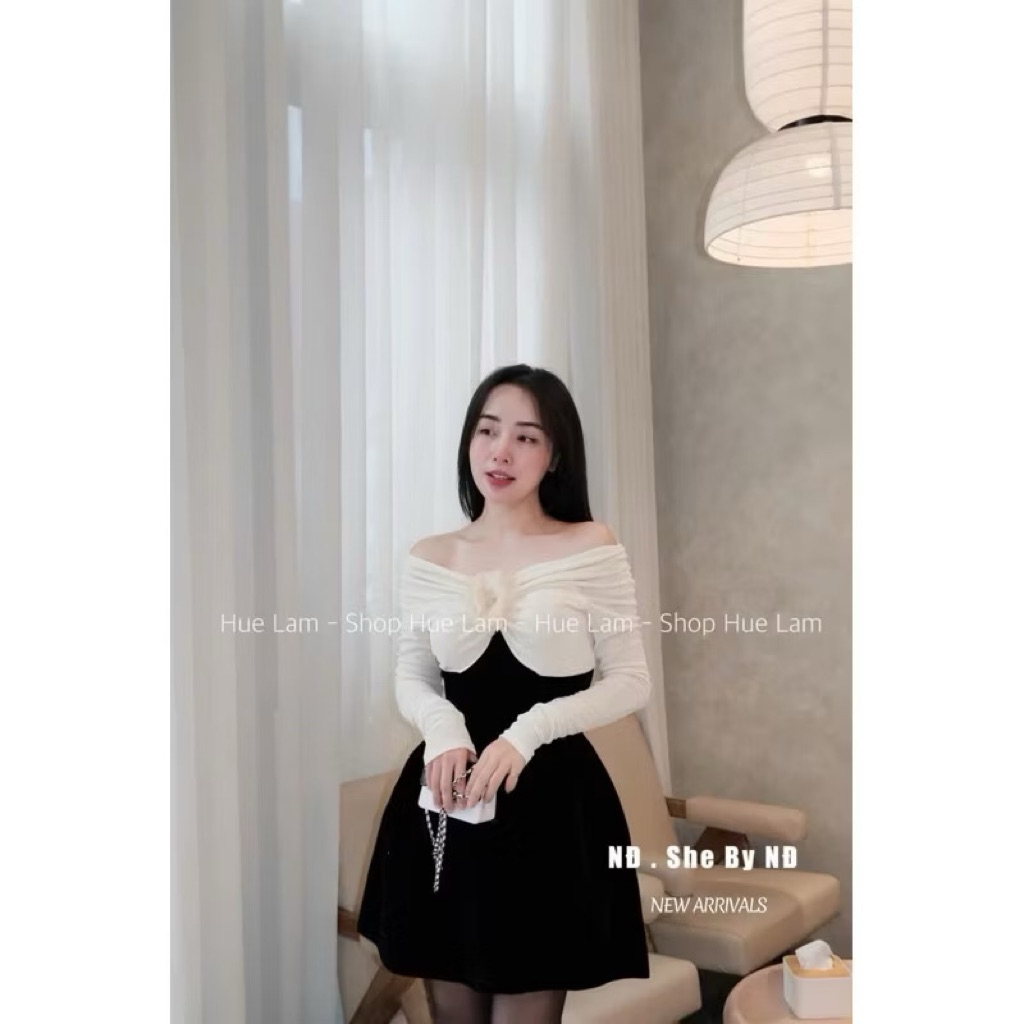 @Ssu.Studio// SHEBYND VÁY NHUNG TRỄ VAI HOA TRÀ SIU XINH