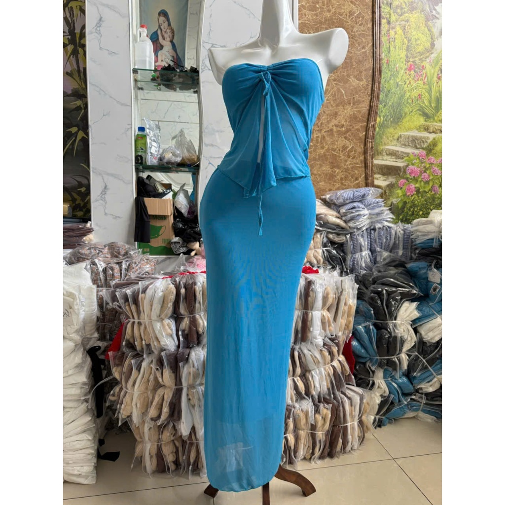 [  BKN 082 ] Bikini LỌ..LEM , set áo cup quây sẻ , chân váy xanh dài đi biển  quyến rũ HAN.T Shop