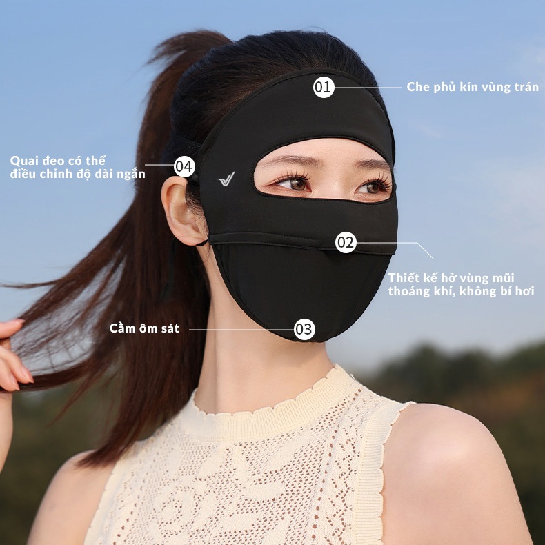 Khẩu Trang Chống Nắng Full Mặt 2 Lớp UPF50+ Mỏng Nhẹ Mịn Mát UPPER YOU Thoáng Khí - FM02