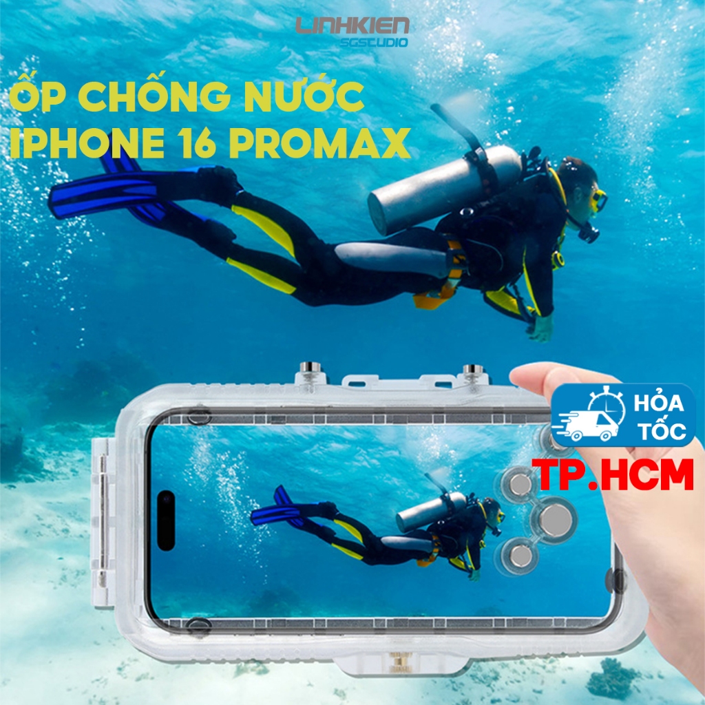iPhone 16 Pro Max Puluz PU9118 40m Waterdichte Duikhoesje - Doorzichtig