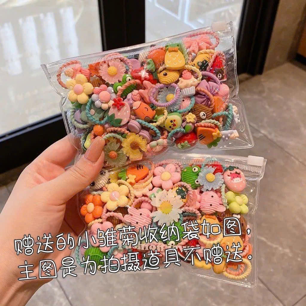 Set 50 chun buộc tóc🍀FRESHIP🍀Combo 50 dây cột tóc xoắn co giãn cho bé xinh nhiều hình cute dễ thương